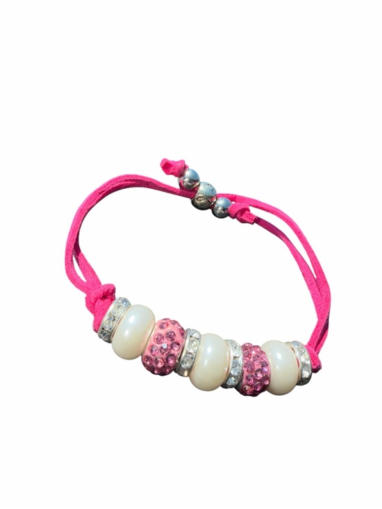 Jewelry - Pink Beaded Cord Bracelet with Crystal Accents